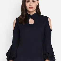 Indietoga Women Navy Blue Solid Top-picture-17