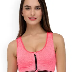 Laceandme Pink Solid Non-Wired Lightly Padded Sports Bra 4254-picture-34