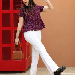 PINACOLADA Polka Dots Printed Peplum Top image 1