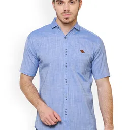 Kuons Avenue Men Blue Smart Slim Fit Solid Casual Shirt-image-46