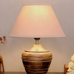 THE LIGHT STORE Brown Self-Design Table Lamp With Beige Shade-image-93