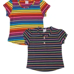 Smarty Girls Pack Of 2 Striped Pure Cotton Tops-image-43