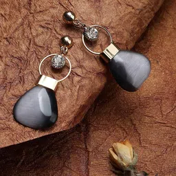 Mali Fionna Grey & Brown Contemporary Drop Earrings-picture-22