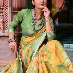 HERE&NOW Floral Printed Zari Kota Saree-picture-19