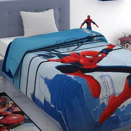 Marvel Blue & Red Cartoon Characters AC Room 300 GSM Single Bed Comforter-picture-35