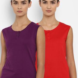 appulse Women Pack of 2 Solid Henley Neck Slim Fit T-shirts-picture-14