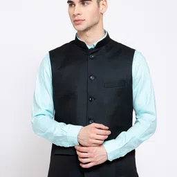 Wintage Men Green Solid Nehru Jacket-picture-22