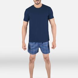 XYXX Men Blue & White Cotton Night Suit-picture-38