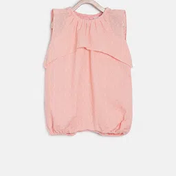 MINI KLUB Infant Girls Peach-Coloured Self-Design Romper-picture-53