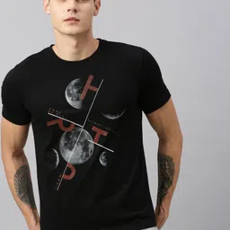 Huetrap Men Black Printed Round Neck Sustainable T-shirt-picture-42