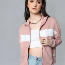 Flying Machine Women Pink & White Striped Sweatshirt-picture-30