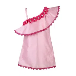 A Little Fable Girls Pink & Red Solid A-Line Dress-picture-21