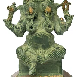 Exotic India Gold Toned Two-Headed Ganesha-image-43