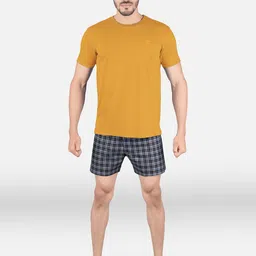 XYXX Men Mustard Yellow & Black Cotton Night suit-picture-27