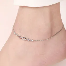 Zavya Rhodium-Plated Artificial Stones Anklet image 1