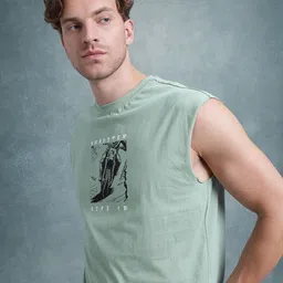 The Roadster Life Co. Typography Printed Sleeveless Oversize Pure Cotton T-shirt-picture-46