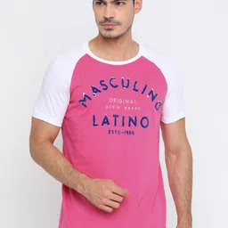 Masculino Latino Men Pink & White Printed Round Neck T-shirt-picture-55