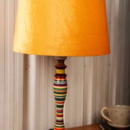 Grated Ginger Yellow Self Design Bedside Standard Table Lamp with Shade-picture-14
