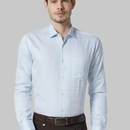 Park Avenue Men Blue Slim Fit Checked Formal Shirt-picture-25