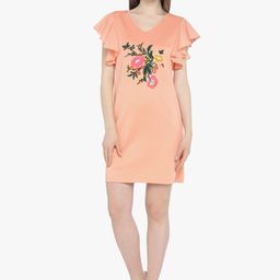 Annabelle by Pantaloons Women Peach-Coloured Embroidered Sheath Dress-picture-14