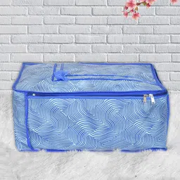 Kuber Industries Set Of 6 Blue & White Metalic Lahariya Print Saree Organisers image 3