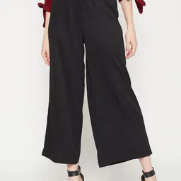 Marie Claire Women Black Straight Fit Solid Parallel Trousers-image-92