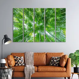 999Store Set Of 5 Green & White Beautiful Trees Printed Wall Paintings-picture-15