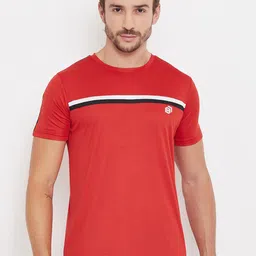 Bishop Cotton Men Red Striped Round Neck T-shirt-picture-19