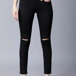 Tokyo Talkies Women Black Skinny Fit Mid-Rise Slash Knee Stretchable Jeans-picture-26