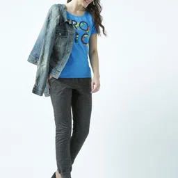 Huetrap Women Blue Printed Round Neck T-shirt-image-65