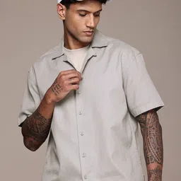 The Roadster Life Co. Pure Cotton Self Design Textured Relaxed Fit Casual Shirt-image-9