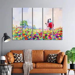 999Store Set Of 5 Red & Green Flowers Love Couple Wall Art Frames-picture-34