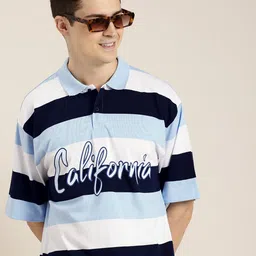 HERE&NOW Colourblocked Polo Collar Drop-Shoulder Sleeves Boxy T-shirt-picture-17