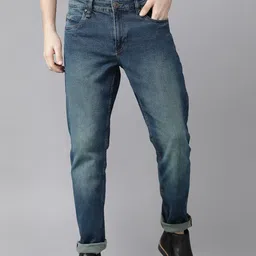 Roadster Men Navy Blue Light Fade Carrot Fit Stretchable Jeans-image-95