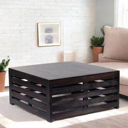 Ikiriya Black Wood Contemporary Dark Mahagony Finish Square Coffee Table-picture-46