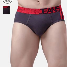 UnderJeans by Spykar Men Pack Of 2 Grey Solid Basic Briefs UJMBRPBC011-picture-18