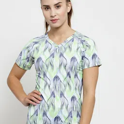 Boston Club Women White Printed V-Neck T-shirt-image-78