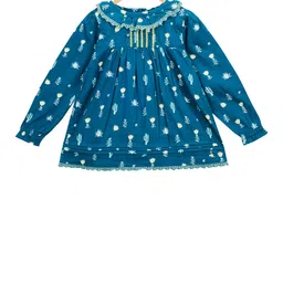 Cherry Crumble Girls Blue Printed A-Line Top image 1