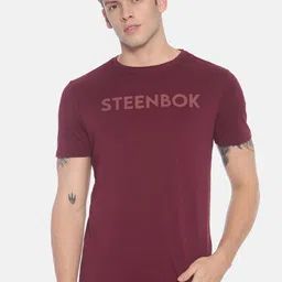 Steenbok Men Maroon Printed Round Neck T-shirt-picture-13