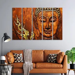 999Store Set Of 5 Brown & Gold-Toned Face Buddha Framed Wall Art-image-95