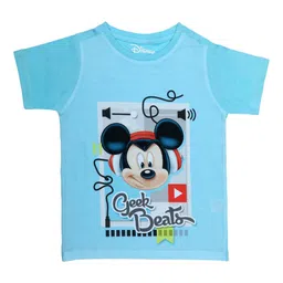 Disney by Wear Your Mind Boys Blue Mickey Mouse Printed Round Neck T-shirt-picture-24