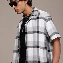 The Roadster Life Co. Knitted Opaque Checked Relaxed Fit Casual Shirt-image-50