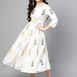 Varanga Women Off-White A-Line Dress-image-88