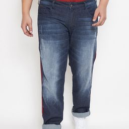 Instafab Plus Size Men Navy Blue Regular Fit Mid-Rise Clean Look Jeans-picture-34
