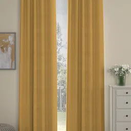 ROSARA HOME Mustard Set of 2 Solid Velvet Door Curtains-image-35