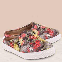 FAUSTO Women Grey & Pink Printed Lightweight Slip-On Sneakers-picture-44