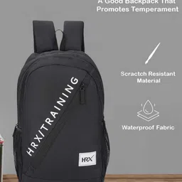 HRX by Hrithik Roshan Unisex Black Typography Backpack with Shoe Pocket -Up to 15 inch image 3