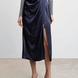 MANGO Satin Finish Midi Wrap Skirt-picture-36