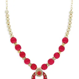 AKSHARA Girls Gold-Toned & Red Alloy Gold-Plated Handcrafted Necklace-image-50