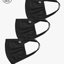 Amante Unisex Pack of 3 Pcs Black Solid Reusable 3-Ply Protective Outdoor Masks-image-44